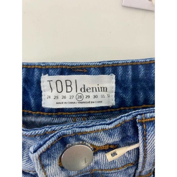 TOBI High Rise Two-Tone Denim Jean Shorts Fringe Shortie High Waist - Si… - Picture 2 of 7